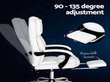 Artiss Executive Office Chair Leather Footrest White OCHAIR-G-1051-FT-WH