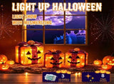 3 Pack Lighted Halloween Pumpkin Gift Boxes, 60 LED Battery Operated Jack O Lantern Decorations with V1107-130-71574