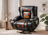 Artiss Recliner Chair Lift Assist Heated Massage Chair Leather Rukwa RECLINER-A5-BK-AB