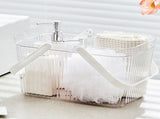 Bath Organizer Basket Stylish Clear Stripe Large Capacity Shower Storage Organizer with Handle for V1294-YM0703-3117230123811