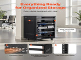 16U AV Rack, 90.7 kg Max Load Capacity, Home Recording Studio Rack with Lockable Caster Wheels, Open V952-LYSJJ16U18YCAXC9D001V0