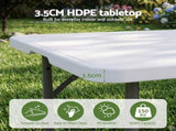 Gardeon 5PCS Outdoor Dining Set 120CM Folding Table and Chairs Patio Furniture White ODF-DIN-120PPCH-5PC-WH