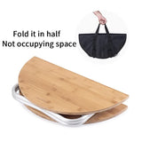 Portable Bamboo Folding Camping Table - Lightweight Round Table with Aluminum Alloy Frame for V888-ELOSUNG1095