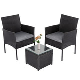 3PC Outdoor Table and Chairs Set-Black V264-OTF-520S-BLK