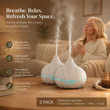 2 Pack Onion Diffuser White Wood Remote, 24V AU Plug, Matching Xmas Gift Set V1221-XM-LB1537-ZS043