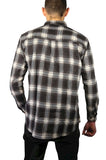 Mens Flannelette Long Sleeve Shirt 100% Cotton Check Authentic Flannel - Full Placket - Black - 6XL V563-FS-FP20-99-6XL