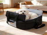 Washable Dog Car Seat Bed Pet Booster Seat Carrier with Safety Leash Portable Travel Bed for Small V767-P-XD2262-BK