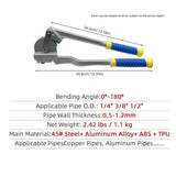 Multifunctional Manual Tube Bender, 0-180&deg Precision Bending, Compatible with Three Pipe Diameters, V1232-WGGJ-CT612-001