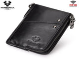 men's genuine leather RFID blocking double zipper coin purse, multiple card slots V1106-918-65153-RED-M