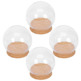 Clear Eternal Flower Glass Cover in Khaki with Cork for Decorative Use 4Pcs V1369-AZ3-W-15687