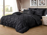 Diamond Pintuck King Size Black Duvet Quilt Cover Set V493-ZK-05