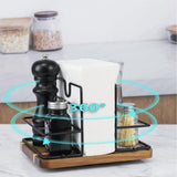 Napkin Holder for Table, Rotating Metal Napkin Holder with Salt and Pepper Shakers, Rotating V1369-AZ3-W-11604