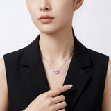 Elegant Pear-Shaped Pink Moissanite Choker Necklace with Round Clear Stone, Hypoallergenic V1341-ZY-49AZC6CJ-MOISSANITE-PREMIUMS925