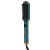 Negative Ion Electric Hair Comb Brush Dual Purpose Hair Straightener Curler Styling Tool GreenUS V1294-YM0901-3113210117714