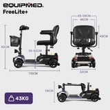 EQUIPMED FreeLite Mid-Sized Foldable Electric Mobility Scooter, Lithium Battery, Long Range and V219-HMBMSCEQ4LGA