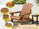 Gardeon Outdoor Chairs Folding Adirondack Beach Chair HDPE Sun Lounge Patio Furniture Garden Brown FF-BEACH-HEFD-BR