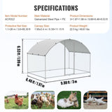 VEVOR Chicken Coop, 9.8x6.5x6.5ft Walk-in Large Metal Chicken Run for Yard with Waterproof Cover, V952-BRSJP2X3X2MYGZ1GPV0