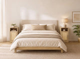 Levede Narrow Bedside Table 2 Pcs with Storage Boho Rattan Wood NI1099-2PC-AU