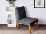 Stretch Solid Diamond Lattice Dining Chair Cover Removable Washable Short Dining Chair Protector for V1294-YM0901-H40121DGY