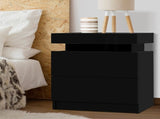 Artiss Bedside Table 2 Drawers Lift-up Storage - COLEY Black FURNI-O-BS-02-BK