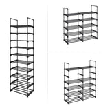 SONGMICS 10-Tier Metal Shoe Rack Customizable Design Black V227-8498402110990