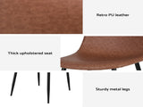 Artiss 4x Dining Chairs Retro PU Leather Kitchen Lounge Cafe Accent Chair Brown DINC-B-B04-BRX4