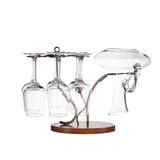2-in-1 Red Wine Glass Rack & Wine Decanter Vintage Bronze 6 Wine Glasses Stemware Storage Display V1294-YM0901-H36012