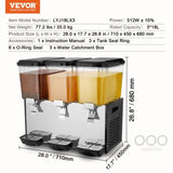 VEVOR Commercial Beverage Dispenser 18L x 3 Tanks Cold Juice Ice Drink Dispenser V952-SYYLJJBSJXS1XCB5NV3