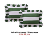 Vintage Design Homewares Pair of Candy Ruffle Green European Pillowcases 65 x 65cm V442-HIN-PILLOWC-CANDYRUFFLE-GREEN-EU