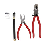 Glass Cutter Tool Kit Breaker Pliers Curve Jaw Glass Running Pliers Kit Glass Cutter Pen 2pcs Blades V1294-YM0706-3114230135011