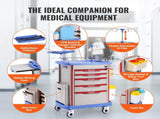 5 Tiers Lab Carts, Lab Utility Cart with 5 Drawers & 4 Silent Wheels, Mobile Medical Cart with PP V952-SYSTCECKFLS4VNN2DV3