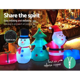 Jingle Jollys Christmas Inflatable Tree Snowman 2.7M Illuminated Decorations XMAS-INF-SAN-SNO-9FT