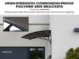 SHADE SHIELD 1x1m Aluminium Exterior Awning, Black DIY External UV Rain Protection Grey Tinted V219-OAWFIXSS11GA