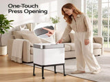 Cefito 40L Press Top Trash Can Kitchen Rubbish Bin Moblie Stainless Steel White RB-B-40L-S18-LEG-WH