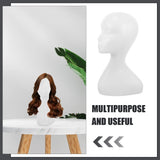 White PE Women Mannequin Head Wig Hat Scarf Display Abstract Long Neck Classic Style V1366-AZ2-W-22173