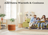 2X Round Stacked Ottoman Stool Teddy Fleece Fabric Foot Rest 38cm ORANGE V274-FT-STP067-OG2