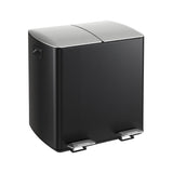 Cefito Pedal Bins Rubbish Bin Dual Compartment Waste Recycle Dustbins 40L Black RB-40L-2P-BK