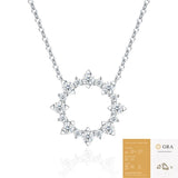 Radiant Sunflower Moissanite Pendant Necklace Sparkling Round Cut Halo Charm in Polished Silver, V1341-ZY-6HWU7YGH-MOISSANITE-PREMIUMS925