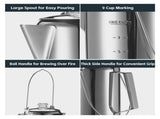 1.2L 9-Cup Stainless Steel Camping Percolator Coffee Pot Stovetop Coffee Maker 1Pc V1263-JX-7360