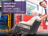 EQUIPMED Folding Transit Manual Wheelchair, Attendant Propelled, Steel Frame, Wide Seat, Comfortable V219-HELWLCEQB51A