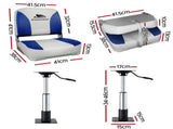 Seamanship 2X Folding Boat Seats with 2X Adjustable Pedestals 3446cm Marine Swivel Low Back 13cm BS-86202-WB-40-3446X2