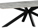 Dining Table Rectangular Shape Grey Sintered Stone Top Powder Coated Iron Legs V43-DT-KNGS