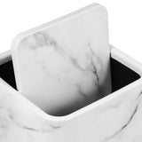 Marble Trash Can White Plastic Elegant for Home Bathrooms V1192-AZ-W-30638