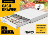 Heavy Duty Metal Cash Drawer, 5 Note & 6 Coin Trays,White V1181-OF011-WH