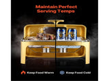 Roll Top Chafing Dish Buffet Complete Set, 9Qt Stainless Steel Chafer with Full Size Pan, Rectangle V952-ZFXQFGK1JTJSEAIBSV0