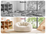 Artiss Bean Bag Chair Cover Soft Faux Fur Beanbag Cover Large Round Stuffed Animal BD-COVER-ROUND-BE