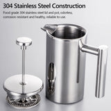 coffee pot French Press Coffee Maker Stainless Steel Double Walled Insulated Coffee Pot with Fine V1366-AZ2-W-19163
