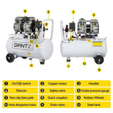 Giantz 30L Air Compressor Quiet 0.75HP Oil-Free Portable Tyre Inflator 40L/Min AC-30L-N-XL-WHT