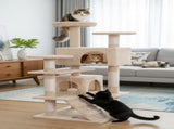 CARLA HOME 180cm Cat Tree Tower for Indoor Cats with Plush Perches, Dual Condos, Natural Sisal LSB-36392