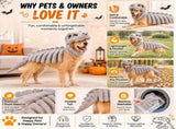 Dog Dinosaur Costume, Plush T-Rex Skeleton Halloween Outfit with 3D Skull Headpiece for Medium Large V1192-AZ-W-26499